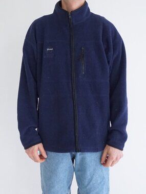 Vintage Paramount Park Navy Zip Outdoor Utility Travel Fleece Jacket Mens XL